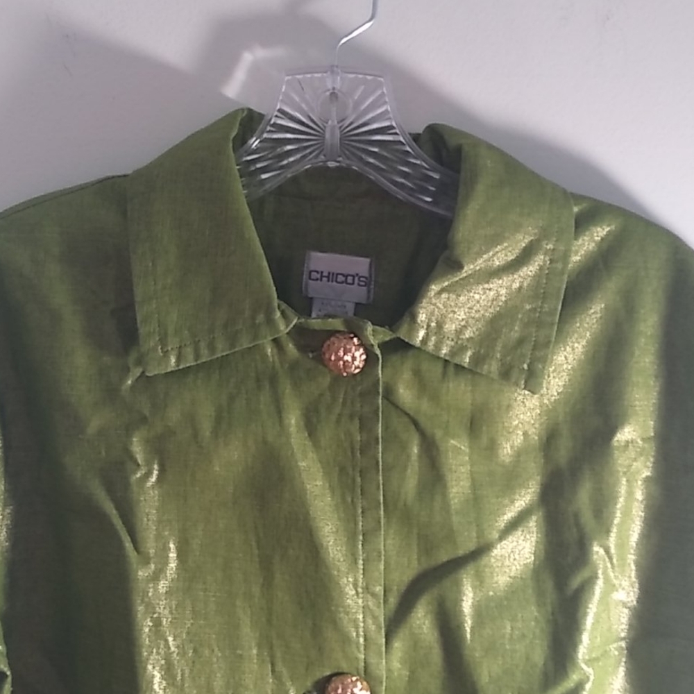 CHICO’S dark green‎ pea coat.